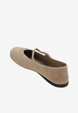 Prada Triangle Logo Suede Ballet Flats Beige 1F793N005008/T_PRADA-F0036