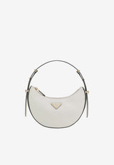 Prada Small Arqué Leather Hobo Bag White 1BC194TOMASK/T_PRADA-F0PG7