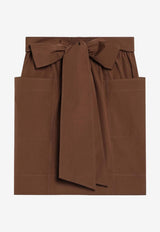 Chloé Mini Skirt with Oversized Bow Brown CH26UJU34144/S_CHLOE-26N