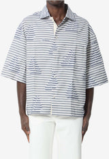 Jacquemus Plage Boat Jacquard Bowling Shirt Blue ESHM00622-AW00838-3JB
