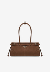 Prada Medium Bonnie Suede Leather Shoulder Bag Brown 1BA426MOM2GB8/S_PRADA-F0324