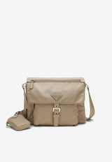 Prada Triangle Logo Nylon Flap Crossbody Bag Beige 1BD994B1MRV44/T_PRADA-F0040