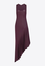 Alaïa Asymmetric Fluid Midi Dress Purple AA9R3005J090CCO/S_ALAIA-571