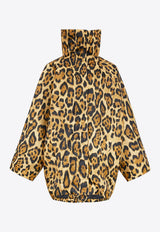 Alaïa Layered Ocelot-Print Twill Coat Brown AA9M1160W171CCO/S_ALAIA-954