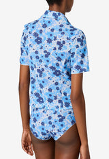 Miu Miu Floral Zip-Up Shirt Blue MK2019SOOO19EX_F0013