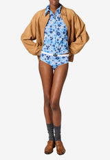 Miu Miu Floral Zip-Up Shirt Blue MK2019SOOO19EX_F0013