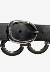 Miu Miu City Calfskin Logo Belt Black 5CC6822IBW_F0633
