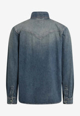 Versace Medusa Faded Denim Shirt Blue 10244791A17873/S_VERSA-1DA40