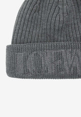 Loewe Logo Embroidered Wool Knit Beanie Gray F540257X23UWO/T_LOEW-1120