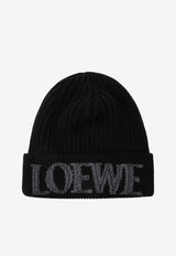 Loewe Logo Embroidered Wool Knit Beanie Black F540257X23UWO/T_LOEW-1100