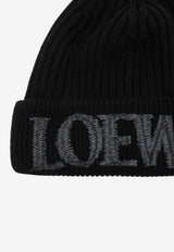Loewe Logo Embroidered Wool Knit Beanie Black F540257X23UWO/T_LOEW-1100