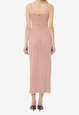 Marine Serre Moon Devore Semi-Sheer Midi Dress Pink WDR460ACKN-I0545-PK00