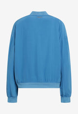 Versace Overdyed Silk Bomber Jacket Blue 10250751A18101/S_VERSA-1VI00