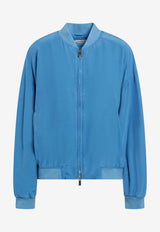Versace Overdyed Silk Bomber Jacket Blue 10250751A18101/S_VERSA-1VI00