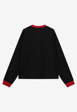 Versace V-neck Long-Sleeved Jersey T-shirt Black 10245871A17894/S_VERSA-2BQ30
