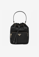 Prada Triangle Logo Duet Bucket Bag Black 1BH038UOPRV44/T_PRADA-F0002