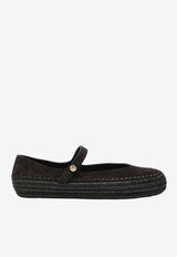 Loewe Mary-Jane Rio Suede Ballet Flats Brown LBV3466X02SUE/S_LOEW-3110