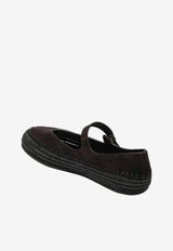 Loewe Mary-Jane Rio Suede Ballet Flats Brown LBV3466X02SUE/S_LOEW-3110