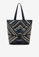 Loewe XL Puzzle Fold Raffia Tote Bag Blue B779Q18X57NF/S_LOEW-0150