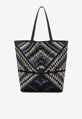 Loewe XL Puzzle Fold Raffia Tote Bag Blue B779Q18X57NF/S_LOEW-0150