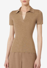 Max Mara Albero Rib Knit Polo T-shirt Brown 2611361171650MXMALBE_009