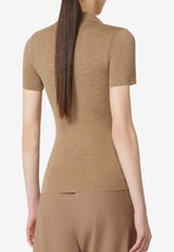 Max Mara Albero Rib Knit Polo T-shirt Brown 2611361171650MXMALBE_009