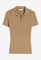 Max Mara Albero Rib Knit Polo T-shirt Brown 2611361171650MXMALBE_009