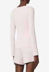 Max Mara Gioiosa Ribbed Knit Cardigan Pink 2611361041650MXMGIOI_015