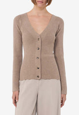 Max Mara Gioiosa Ribbed Knit Cardigan Beige 2611361041650MXMGIOI_006