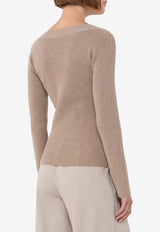 Max Mara Gioiosa Ribbed Knit Cardigan Beige 2611361041650MXMGIOI_006