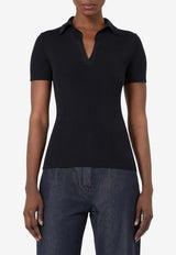 Max Mara Albero Rib Knit Polo T-shirt Blue 2611361171650MXMALBE_004