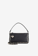 Small Rockstud Grained Leather Shoulder Bag