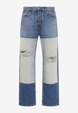 Straight-Leg Distressed Jeans