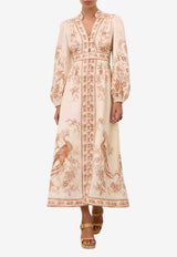 Indra Plunge Floral Midi Dress