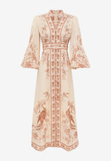 Indra Plunge Floral Midi Dress