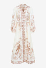 Indra Plunge Floral Midi Dress