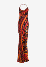 Soleil Print Long Satin Dress