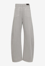 Logo Patch Curved-Leg Pants
