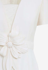 Embroidered Crepe Midi Dress