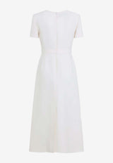 Embroidered Crepe Midi Dress