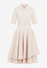 Belted Midi Poplin Dress