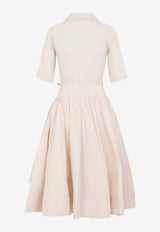 Belted Midi Poplin Dress