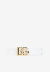 Dolce & Gabbana DG Logo Leather Belt White BE1447 AW576-80002