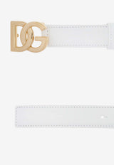 Dolce & Gabbana DG Logo Leather Belt White BE1447 AW576-80002