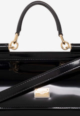 Dolce & Gabbana Medium Sicily Patent Leather Handbag Black BB7117 A1037-80999