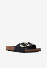 Birkenstock Madrid Big Buckle Patent Leather Slides Black 1022650 0-BLACK