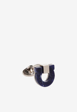 Ferragamo Semi-Precious Stone Gancini Cufflinks Silver 770120 CLNK GSTONE 727317-GEM BLUE STONE PALLADIO