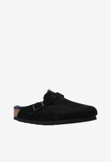 Birkenstock Boston VL Buckle Suede Slides Black 259881 M-BLACK