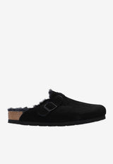 Birkenstock Boston VL Buckle Suede Slides Black 259881 M-BLACK