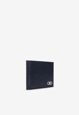 Ferragamo Gancini Bi-Fold Leather Wallet Navy 66A063 REVIVAL GANC 744850-DEEP OCEAN